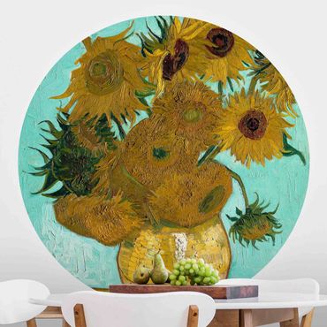 Self-adhesive round wallpaper - Vincent van Gogh - Sunflowers