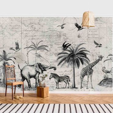 Wallpaper - Vintage Collage - Exotic Map