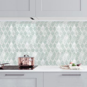 Kitchen wall cladding - Vintage Pattern Branch With Leaves