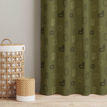 Curtain - Vintage Dots - Olive Green