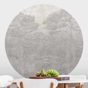Self-adhesive round wallpaper - Vintage Forest Embossing