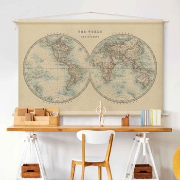 Tapestry - Vintage World map Both Hemispheres