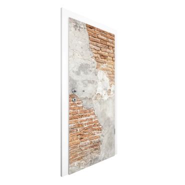Door wallpaper - Shabby Brick Wall