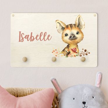Coat rack for children - Forest Animal Baby Boar With Customised Name