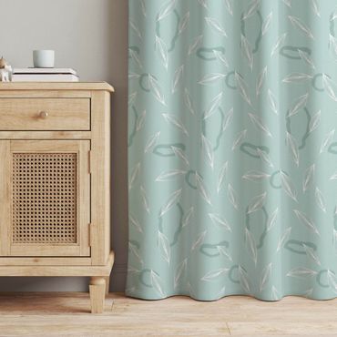 Curtain - Willow Leaves Pattern - Patel Mint Green