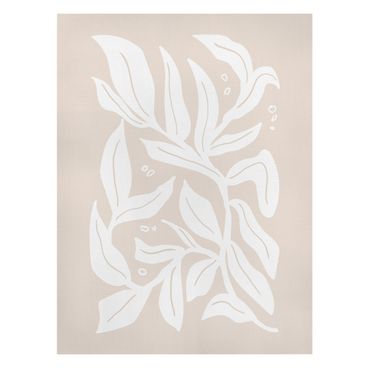 Print on canvas - White branch on beige background - Portrait format 3:4