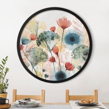 Circular framed print - Wild Flowers In Summer I