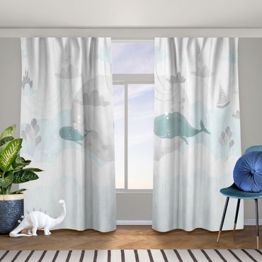 Curtain - Clouds With Whale And Castle