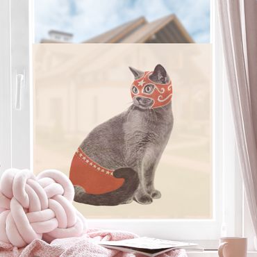 Window decoration - Wrestling Cat