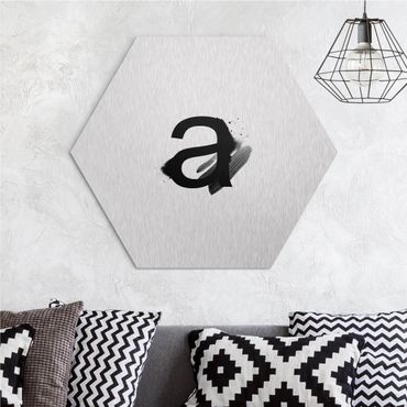 Alu-Dibond hexagon - Desired Letter Watercolour Black