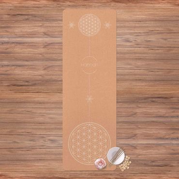 Yoga mat - Customised Name Flower Of Life White