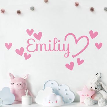 Wall sticker customised text - Hearts With Customised Name