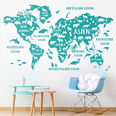 Wall sticker - XXL World Map With Animals