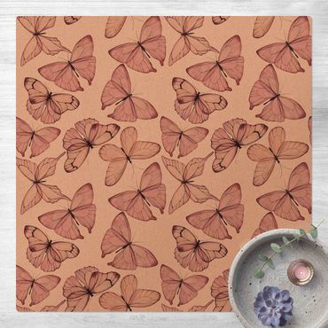 Cork mat - Delicate Pink Butterfly - Square 1:1