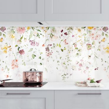 Kitchen wall cladding - Delicate Flower Arrangement