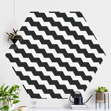 Self-adhesive hexagonal pattern wallpaper - Zig Zag Pattern Geometry Black And White