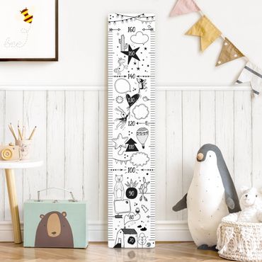 Wooden height chart for kids - To write on in black and white