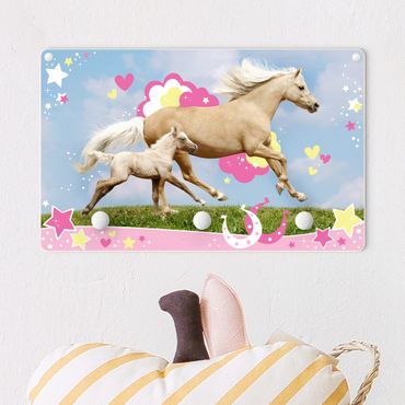 Coat rack for children - Two Galloping Horses With Stars