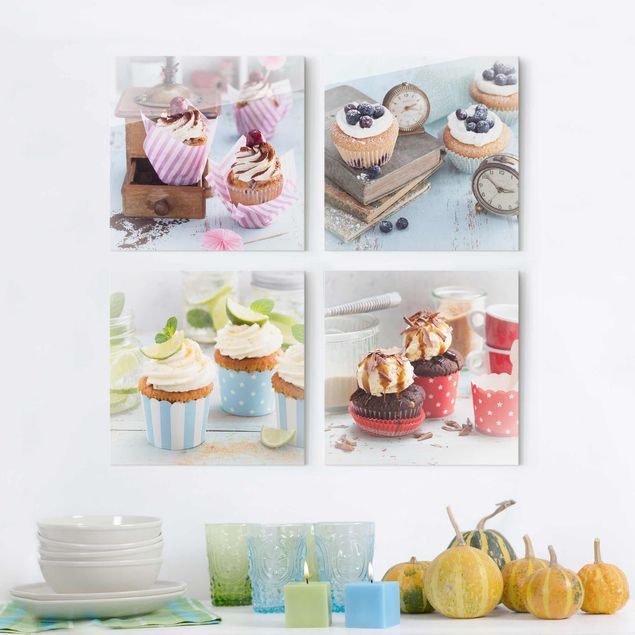 Vintage wall art Vintage Cupcakes with topping