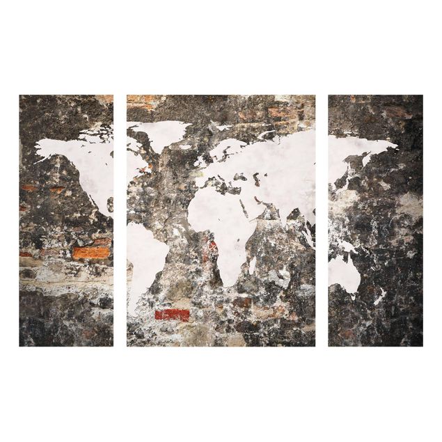Glass prints maps Old Wall World Map