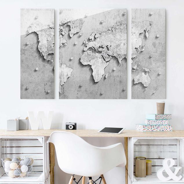 Glass prints architecture and skylines Concrete World Map
