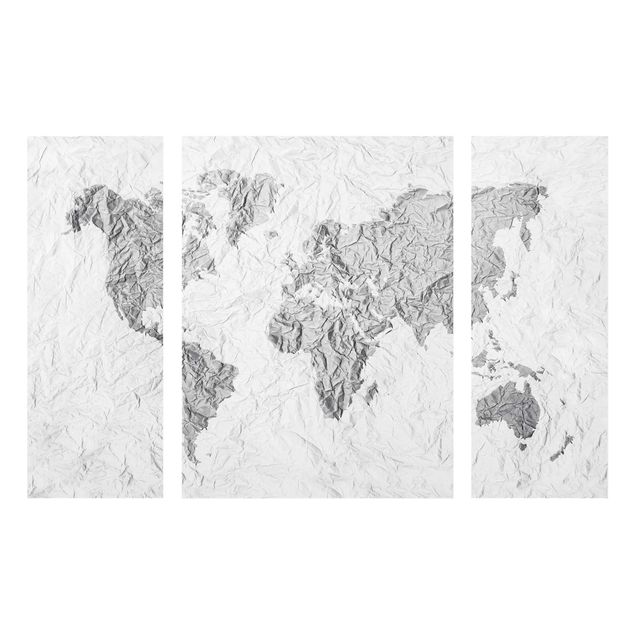 Skyline prints Paper World Map White Grey