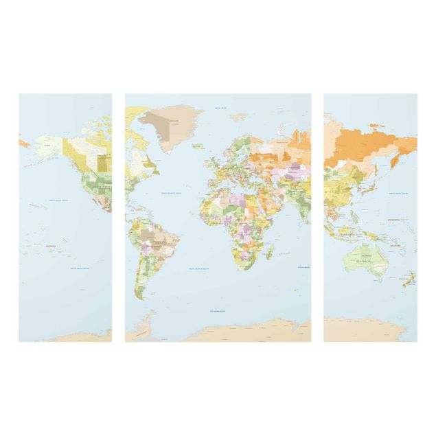 Glass prints maps Political World Map