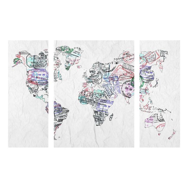 Glass prints maps Passport Stamp World Map