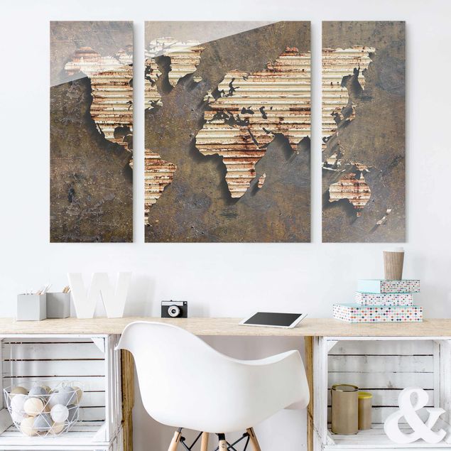 Glass prints architecture and skylines Rust World Map