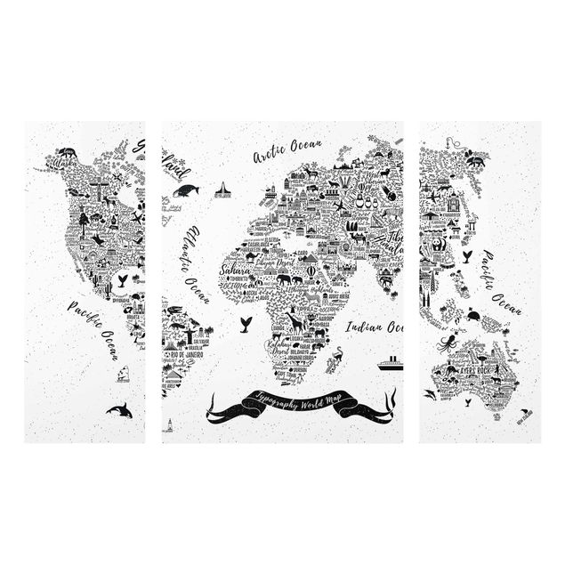 Skyline prints Typography World Map White
