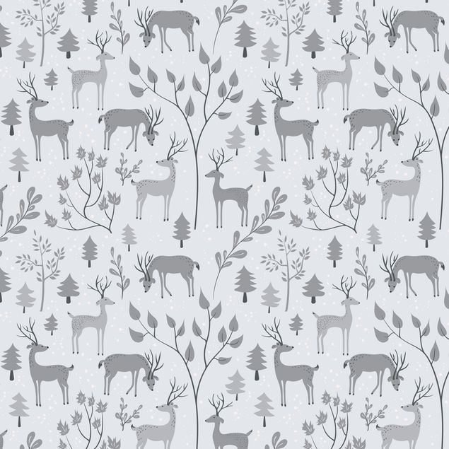 Self adhesive film Sweet Deer Pattern In Different Shades Of Grey