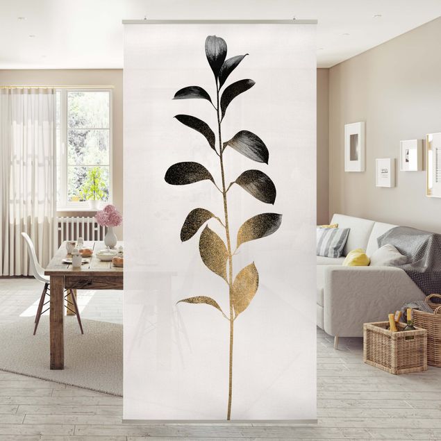 Room dividers Graphical Plant World - Gold And Grey