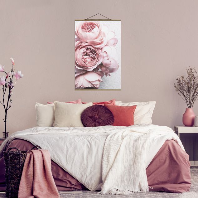 Floral canvas Light Pink Peony Flowers Shabby Pastel