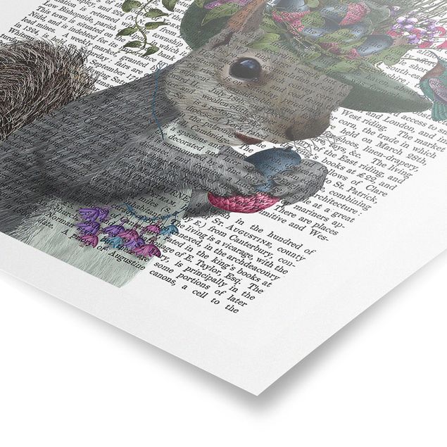 Prints multicoloured Fowler - Squirrel With Acorns