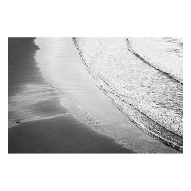 Glass splashback kitchen Soft Waves On The Beach Black And White