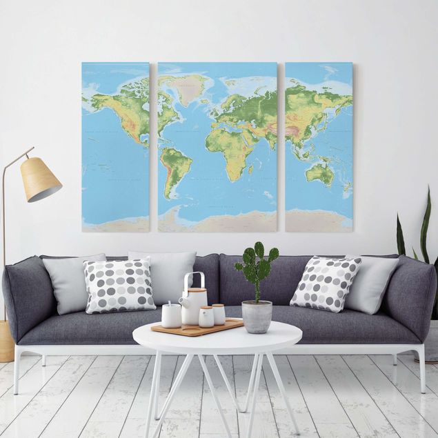 World map canvas Physical World Map