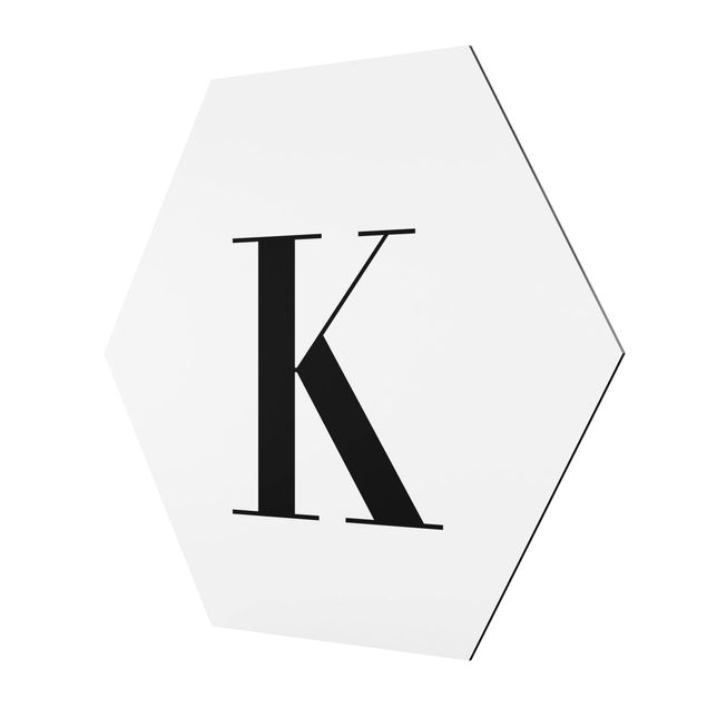Hexagon photo prints Letter Serif White K