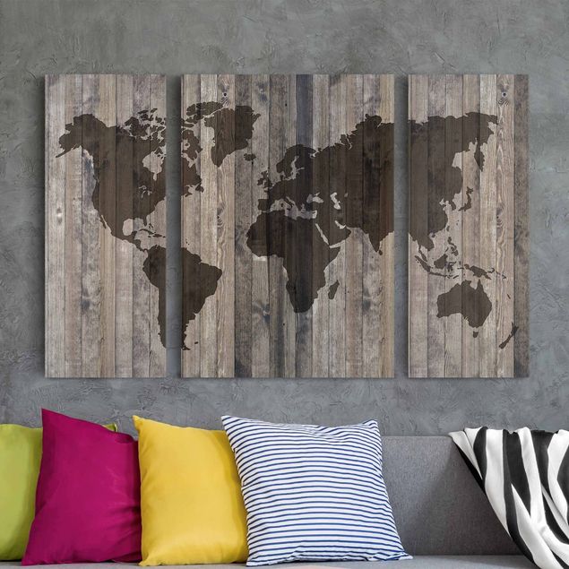Prints maps Wood World Map
