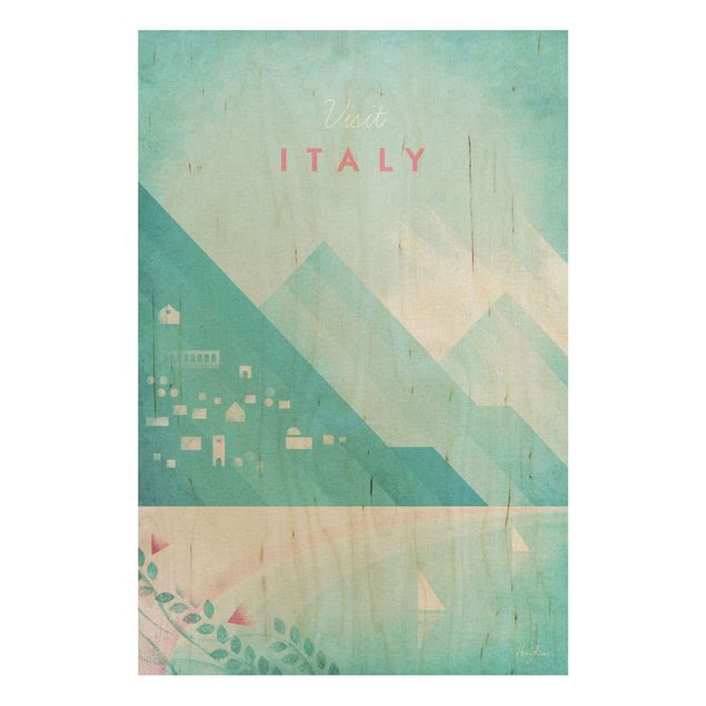 Wood prints landscape Travel Poster - Italy