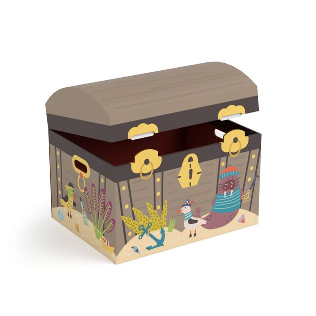 Kids room decor Pirate treasure chest for colouring