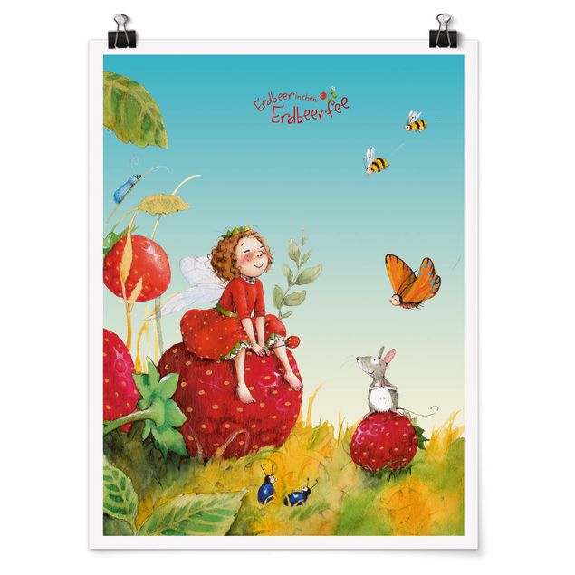 Red art prints Little Strawberry Strawberry Fairy - Enchanting