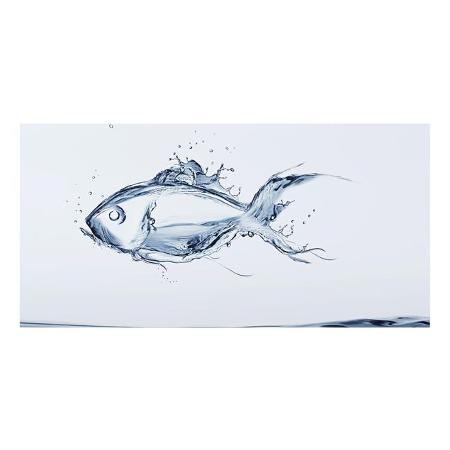 Glass Splashback - Liquid Silver Fish - Landscape 1:2