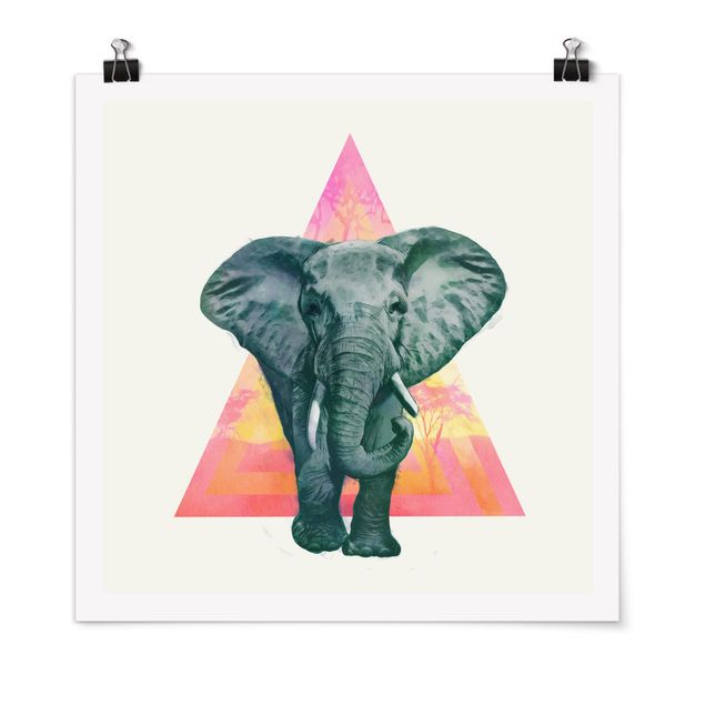 Posters art print Illustration Elephant Front Triangle Painting