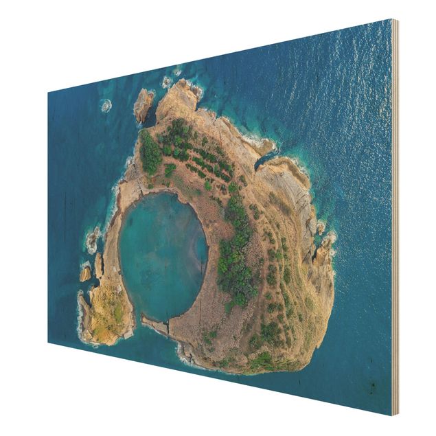 Wood prints beach Aerial View - The Island Of Vila Franca Do Campo