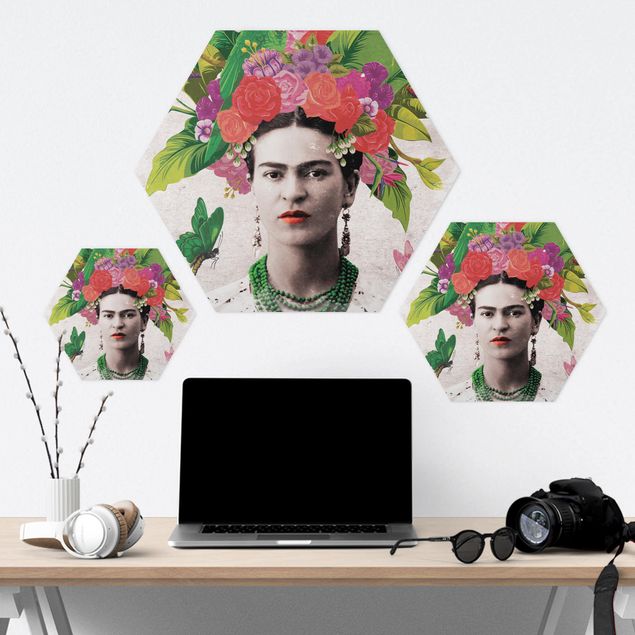 Hexagon shape pictures Frida Kahlo - Flower Portrait