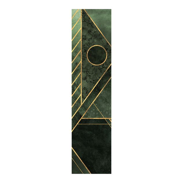 Patterned curtain panels Geometric Shapes Emerald Gold