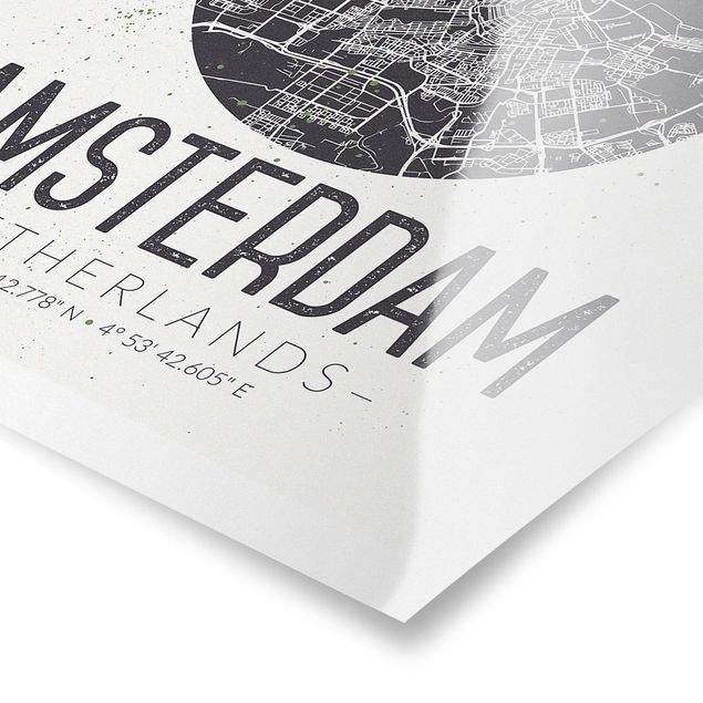 Grey prints Amsterdam City Map - Retro