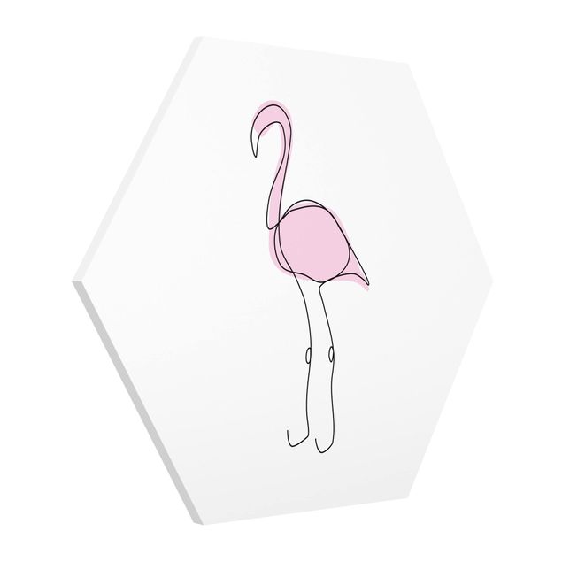 Pink wall art Flamingo Line Art