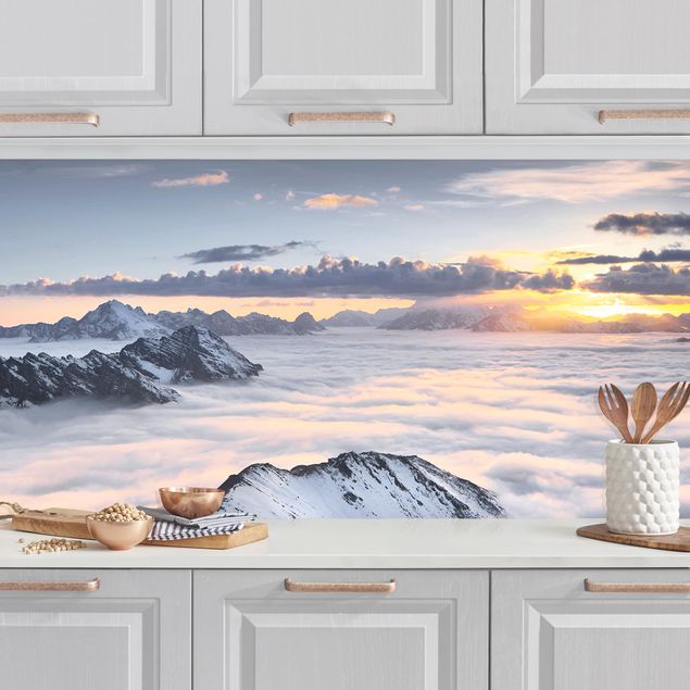 Kitchen View Of Clouds And Mountains