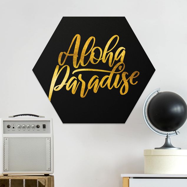 Framed quotes Gold - Aloha Paradise On Black